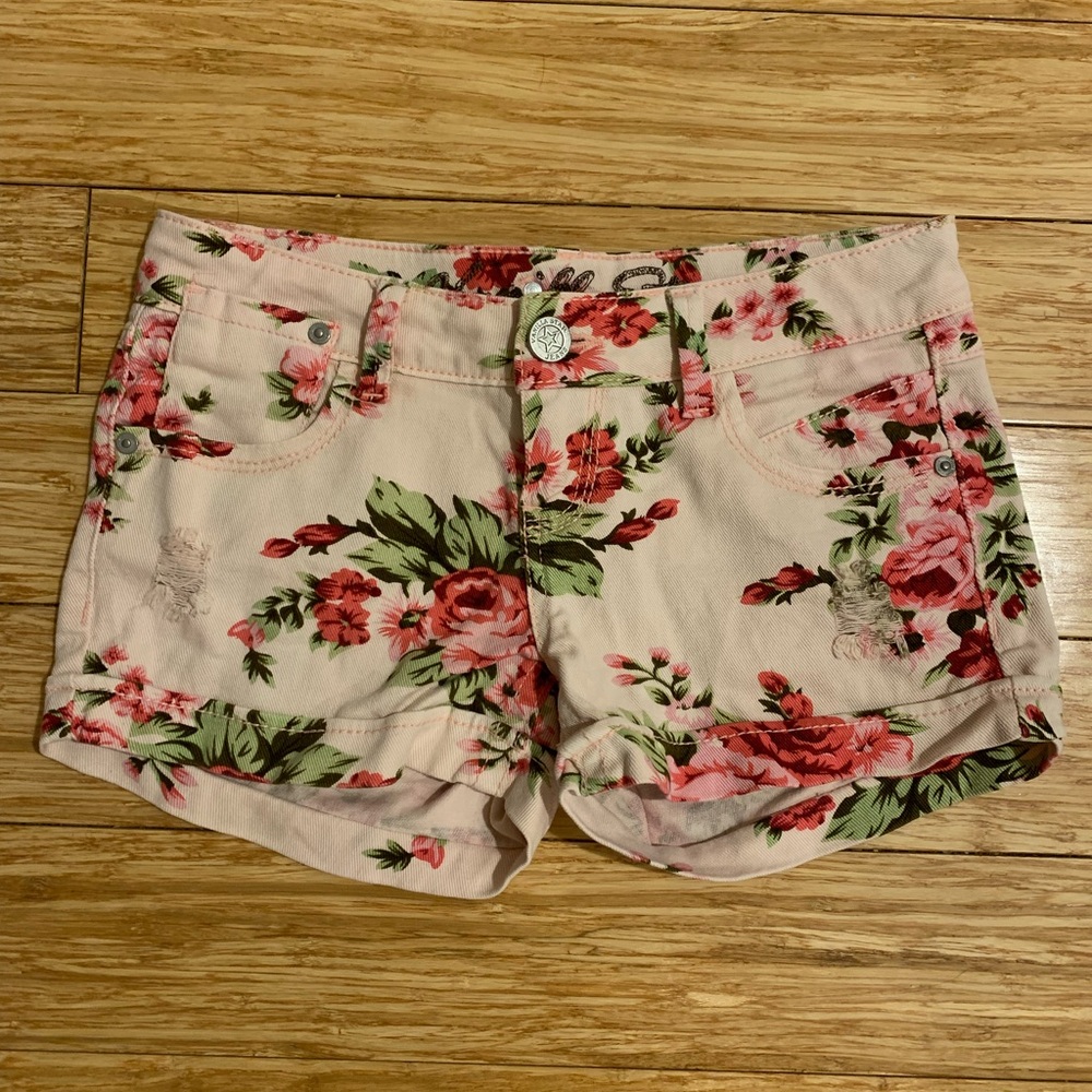 Vanilla Star Floral Denim Shorts